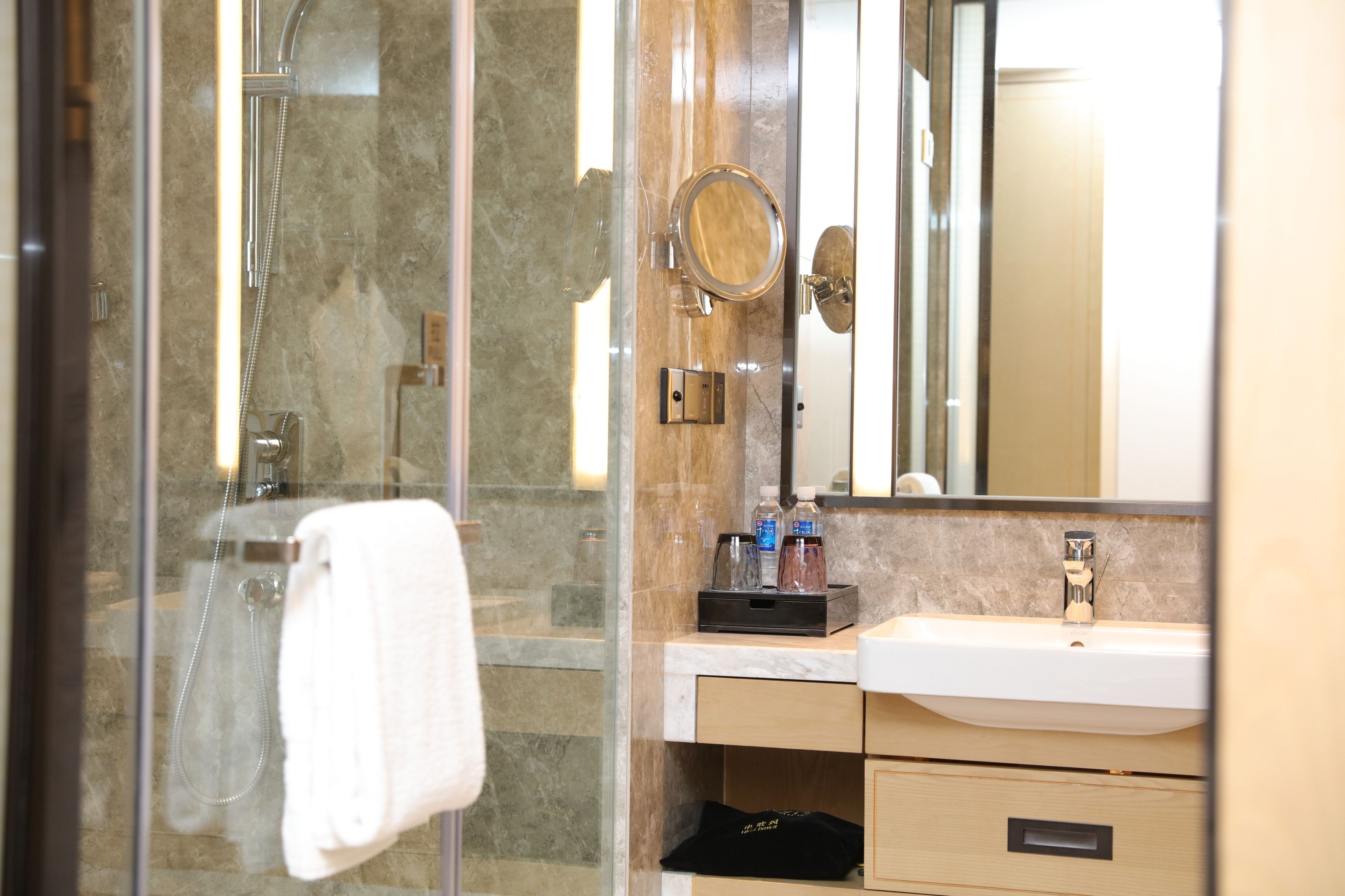 rainfall showerhead, free toiletries, hair dryer, bathrobes