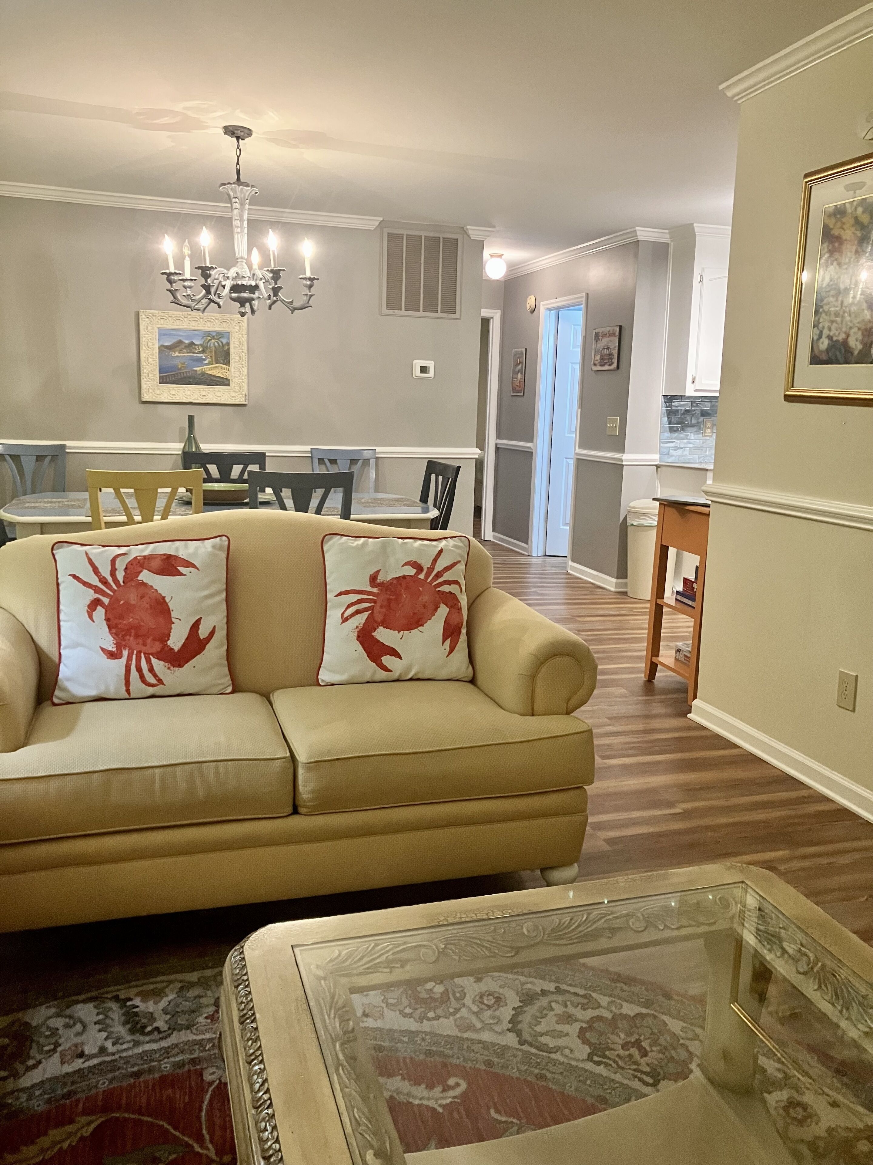 Flat-screen TV, DVD player, toys, books