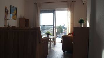 Una televisión, un reproductor de DVD, libros