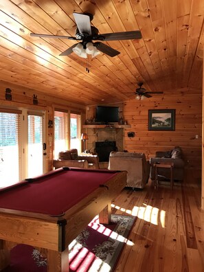 Smart TV, fireplace, DVD player