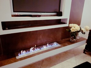 42-inch flat-screen TV with cable channels, TV