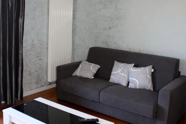 salon avec canapé lit neuf possibilité de couchage supplémentaire