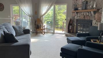 TV, fireplace, DVD player, table football