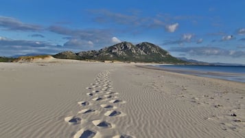 Beach nearby, sun loungers
