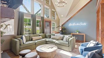 Smart TV, fireplace, video games, foosball