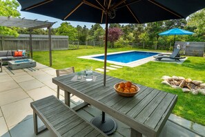 Outdoor dining - Perfect Family Vacation Home! Heated Salt Water Pool - Car Ferry Tix Available (Nantucket)