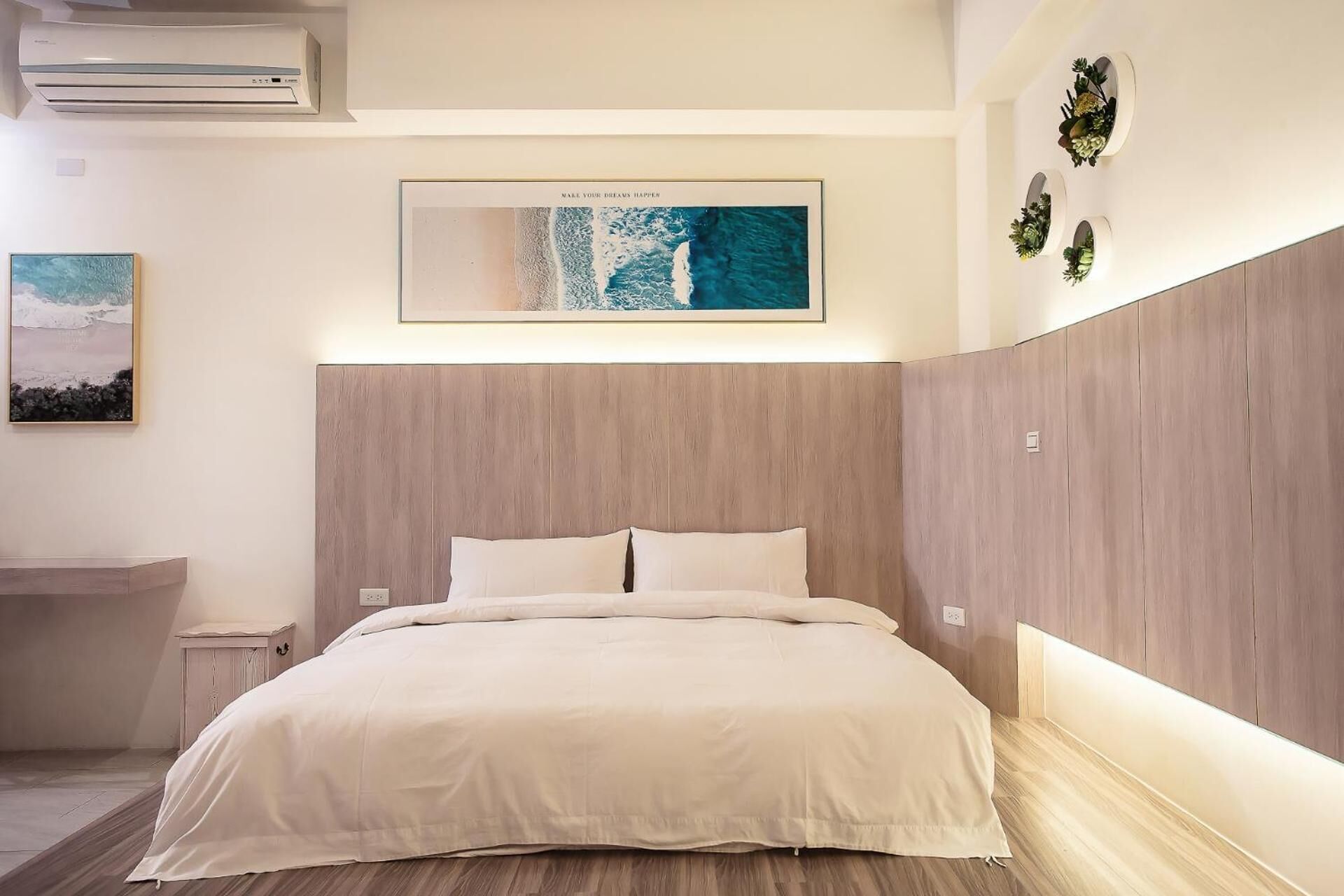 Desk, blackout drapes, soundproofing, rollaway beds