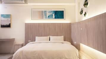 Desk, blackout drapes, soundproofing, rollaway beds