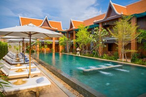 2 outdoor pools, open 7:00 AM to 10:00 PM, sun loungers