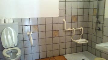 Shower, free toiletries, towels