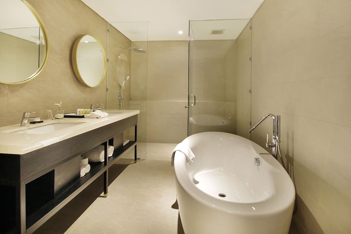 shower, free toiletries, hair dryer, slippers