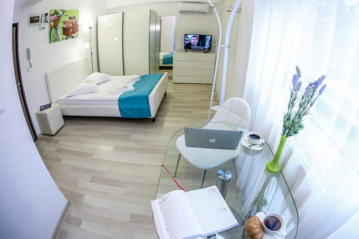 1 bedroom, desk, soundproofing, iron/ironing board