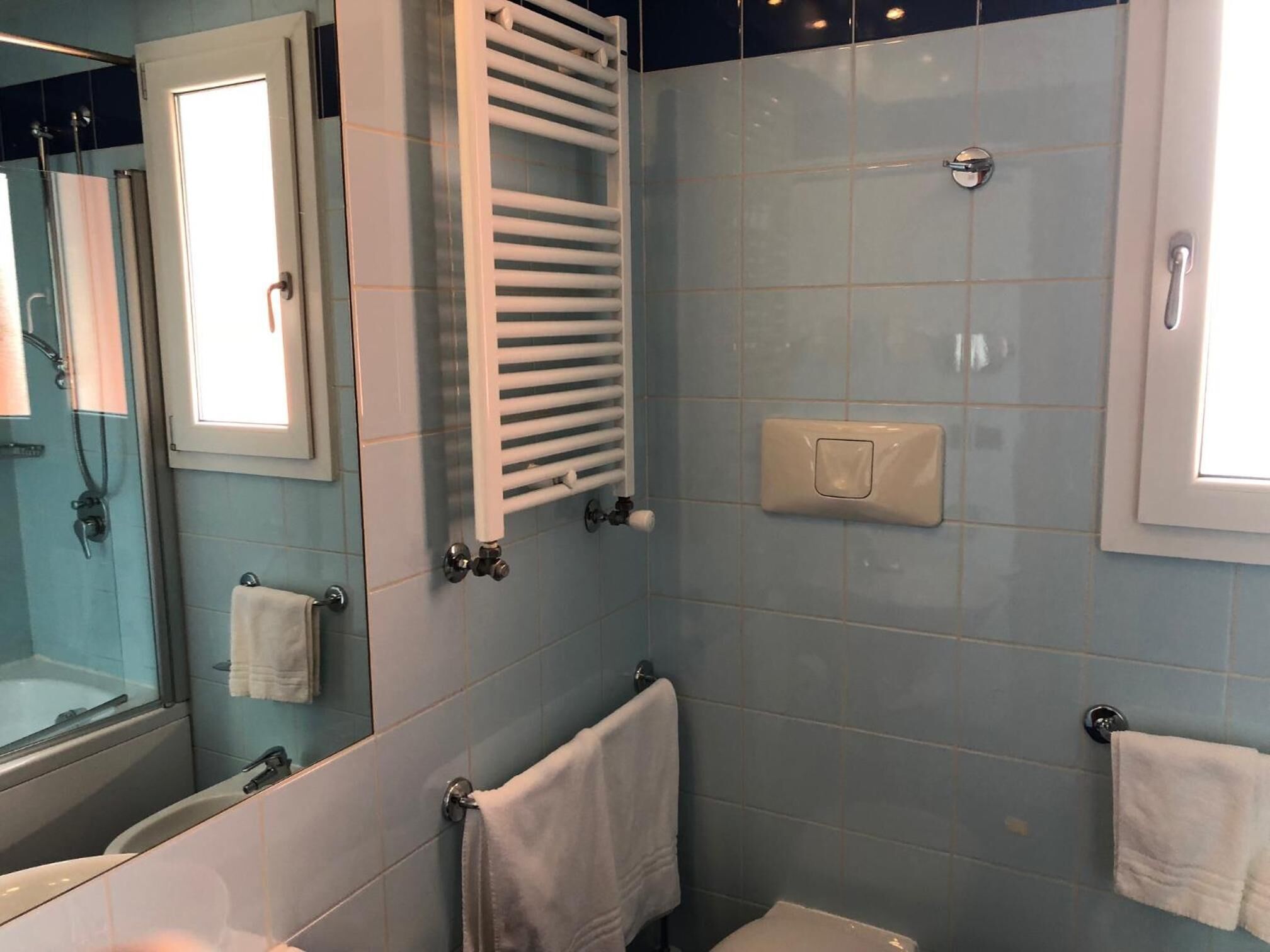 shower, free toiletries, hair dryer, bidet