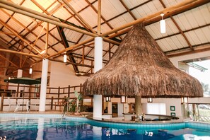 Indoor pool, open 10 AM to 8:00 PM, free cabanas, pool umbrellas