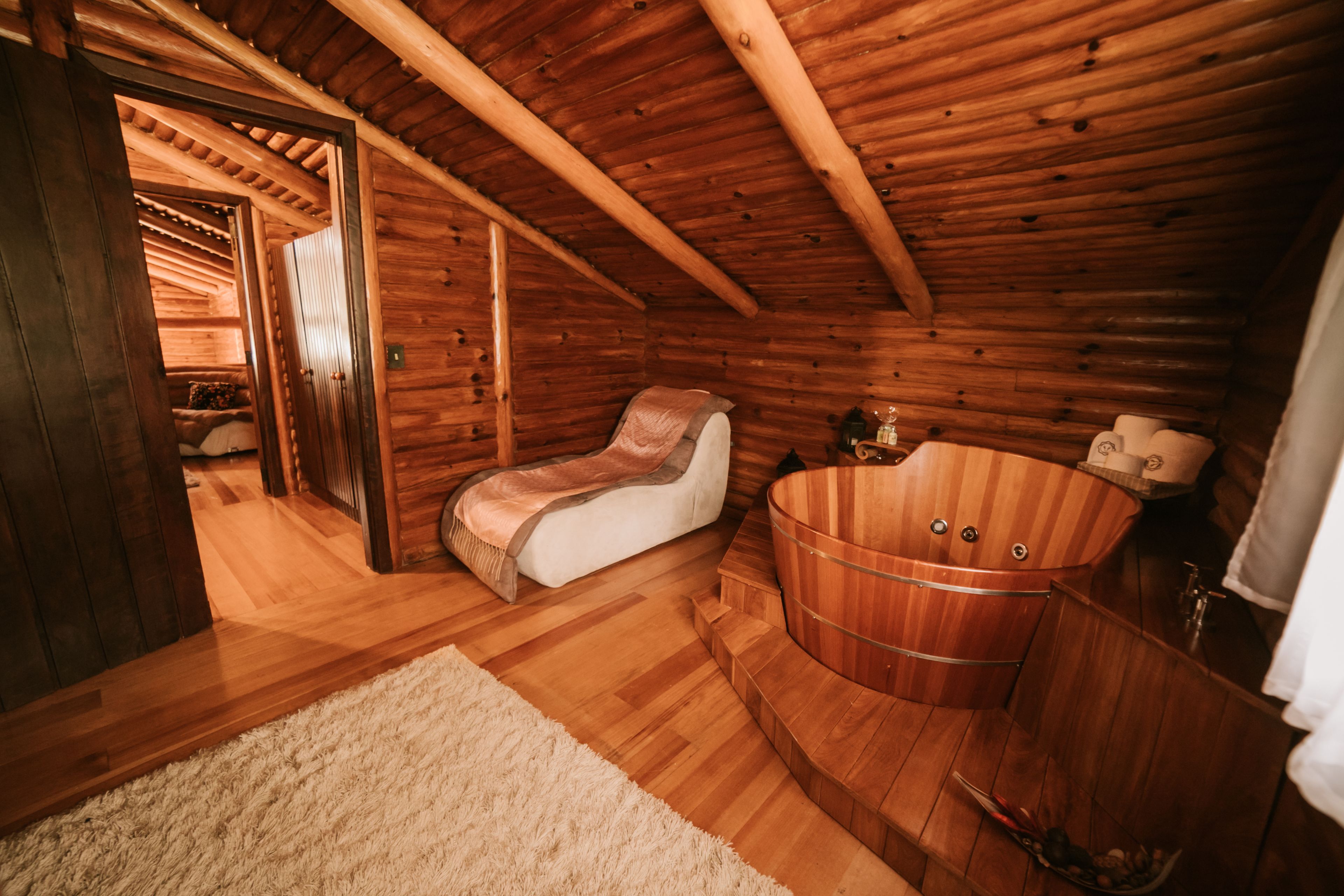 Designer toiletries, hair dryer, towels