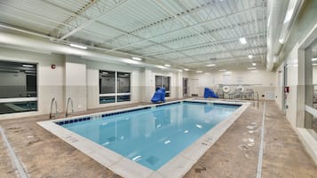 Indoor pool, open 7 AM to 11 PM, sun loungers
