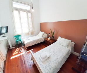 Standard Twin Room, 2 Twin Beds, Shared Bathroom | Premium bedding, blackout drapes, free WiFi, bed sheets