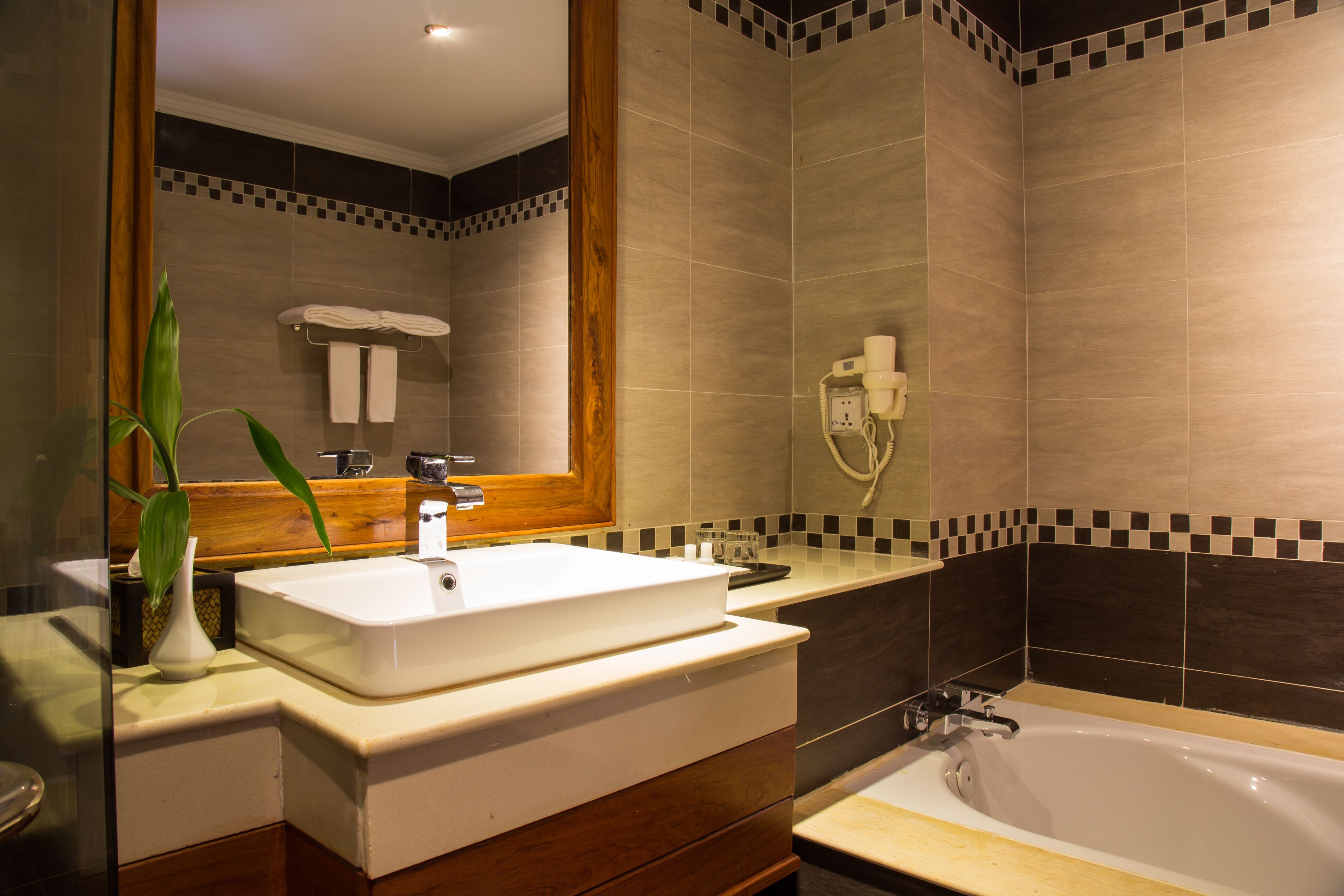 free toiletries, hair dryer, slippers, towels