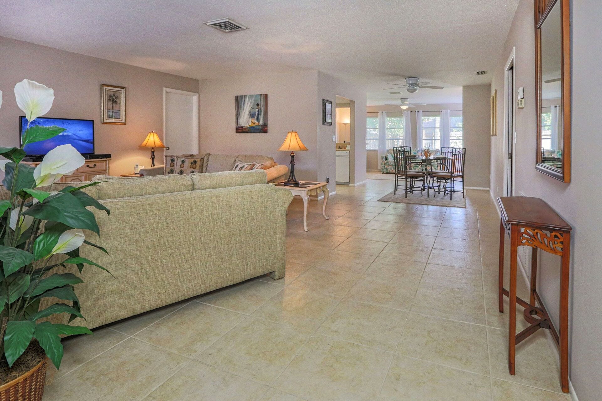 TV, DVD player, books