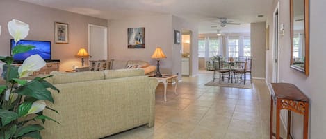 TV, DVD player, books