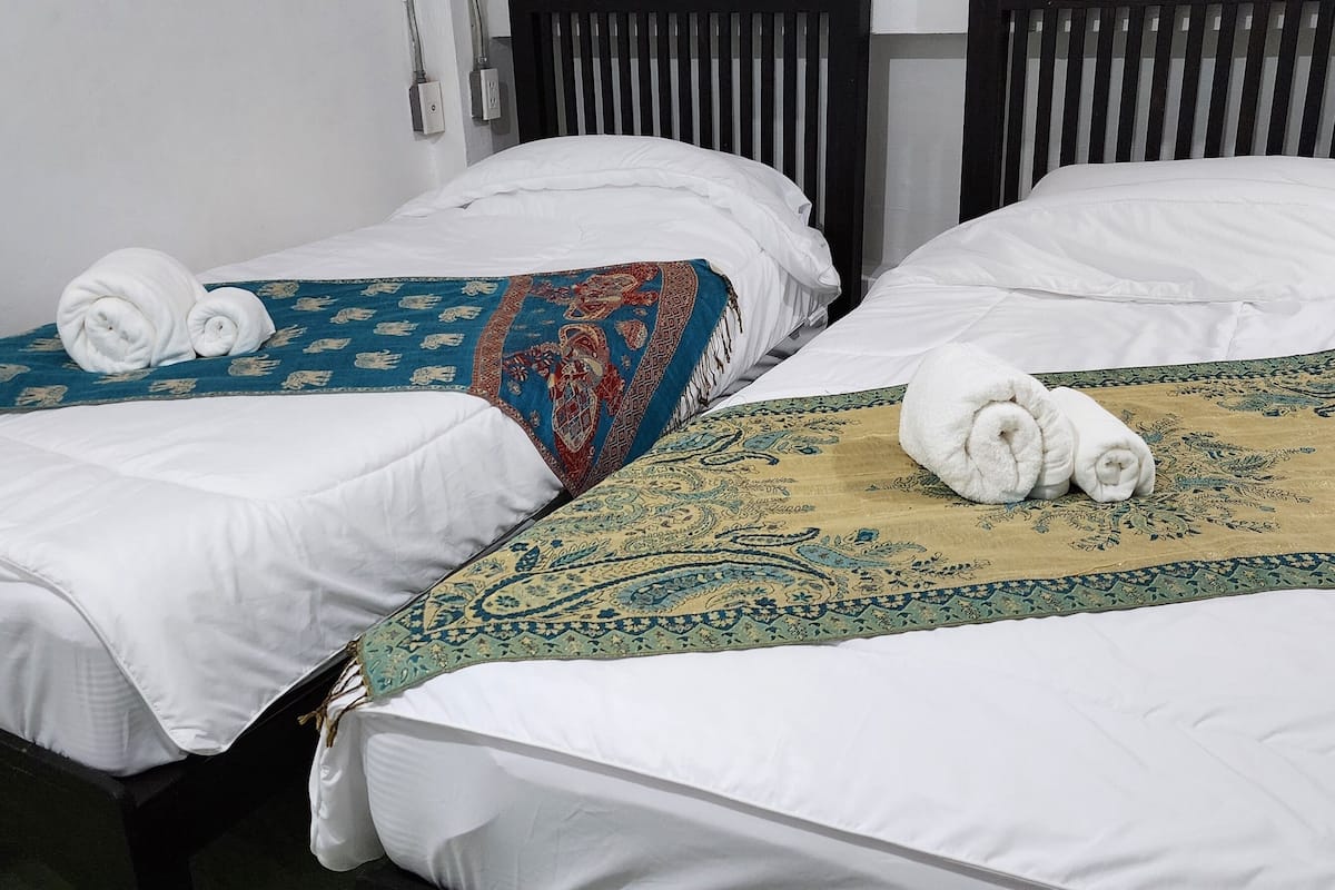 Habitación estándar con 2 camas individuales, 2 camas individuales, para no fumadores, baño privado | 1 habitación, tabla de planchar con plancha, wifi gratis y ropa de cama