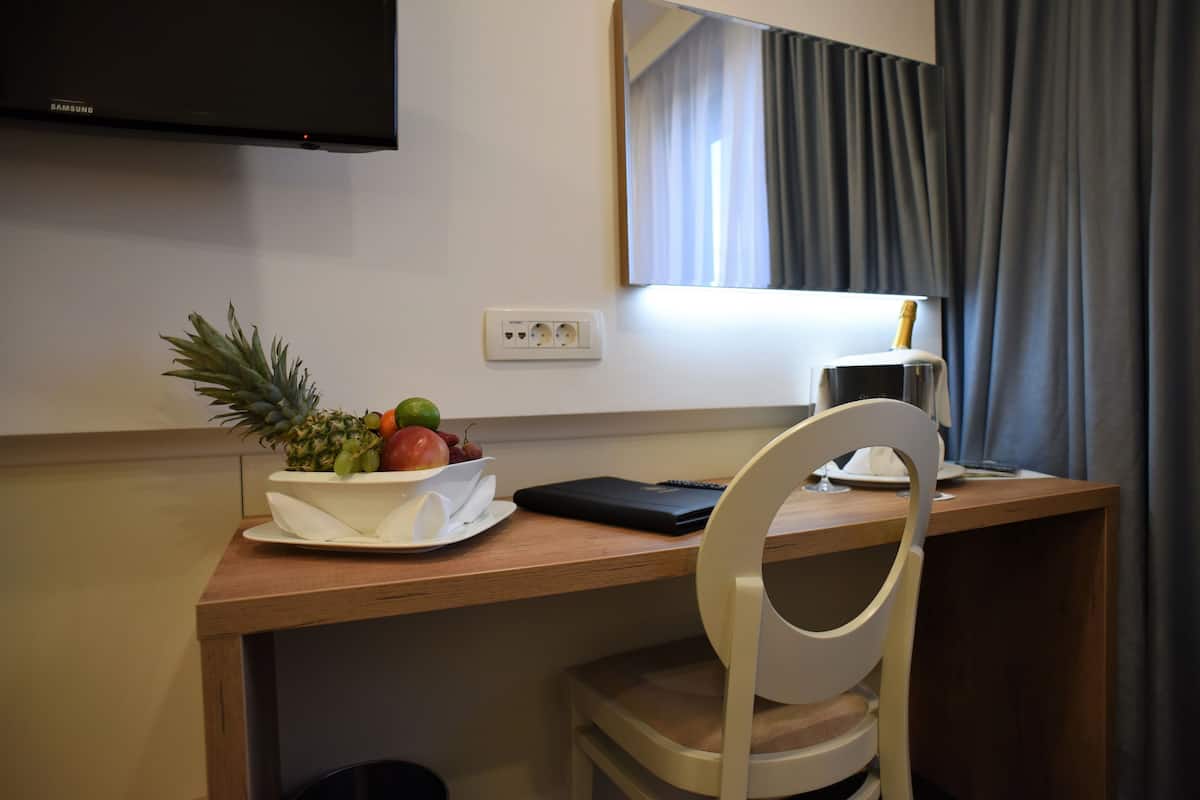 Minibar, in-room safe, desk, laptop workspace