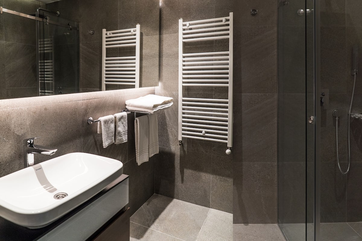 shower, eco-friendly toiletries, hair dryer, bathrobes