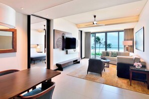Suite, 1 King Bed, Ocean View | Living area | 55-inch LED TV with digital channels, TV, stereo - Weligama Bay Marriott Resort & Spa (Weligama)