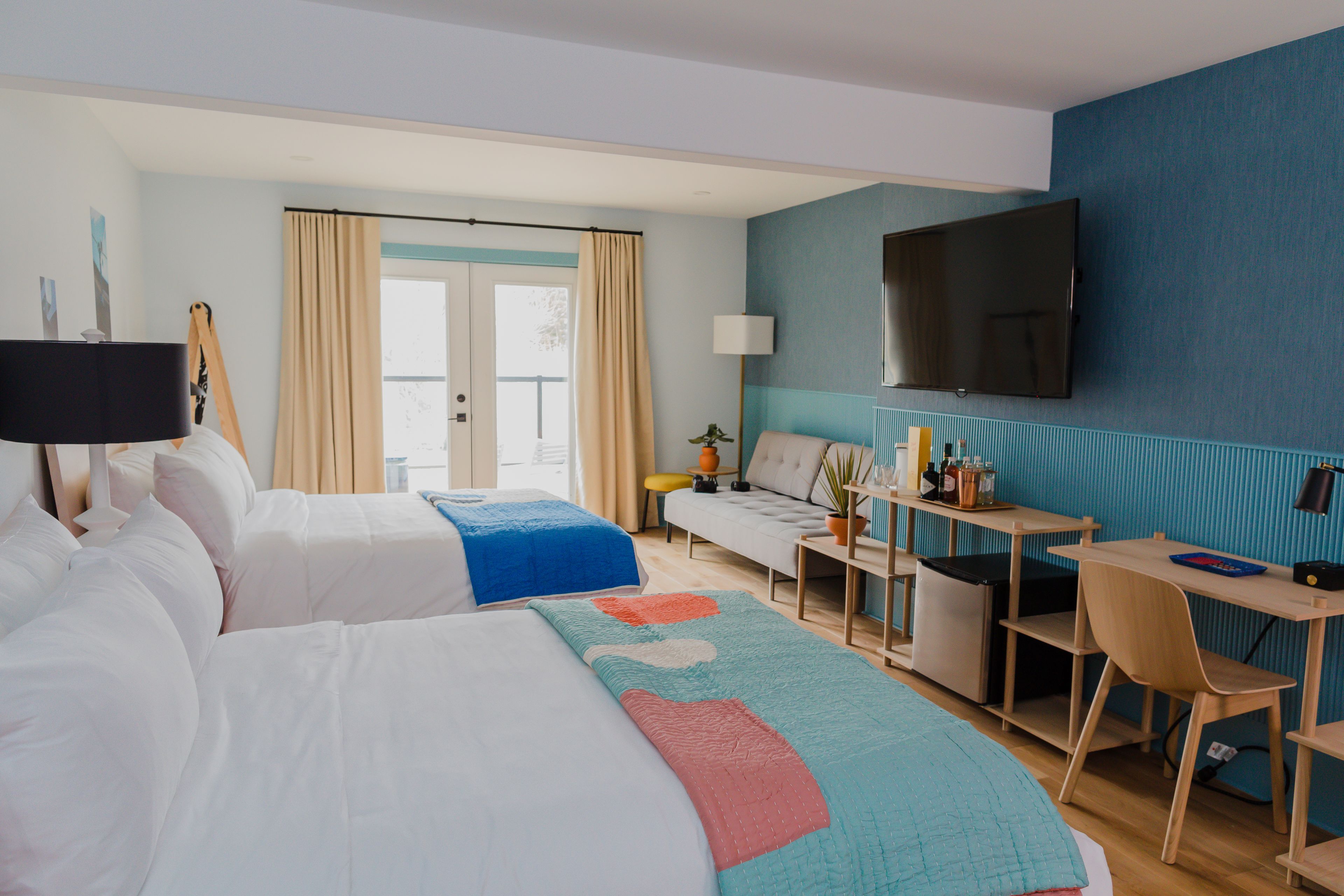 the flat at drake motor inn | premium bedding, minibar, in-room safe, individually decorated