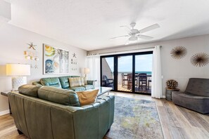 Townhome, Multiple Beds, Beach View (Fanta-Sea 53) | Living area | Flat-screen TV - Fanta-Sea on the Beach by Beachside Management - 53 Beach Rd (Siesta Key)