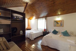 Superior Quadruple Room, Fireplace, Mountain View | Minibar, desk, laptop workspace, blackout curtains