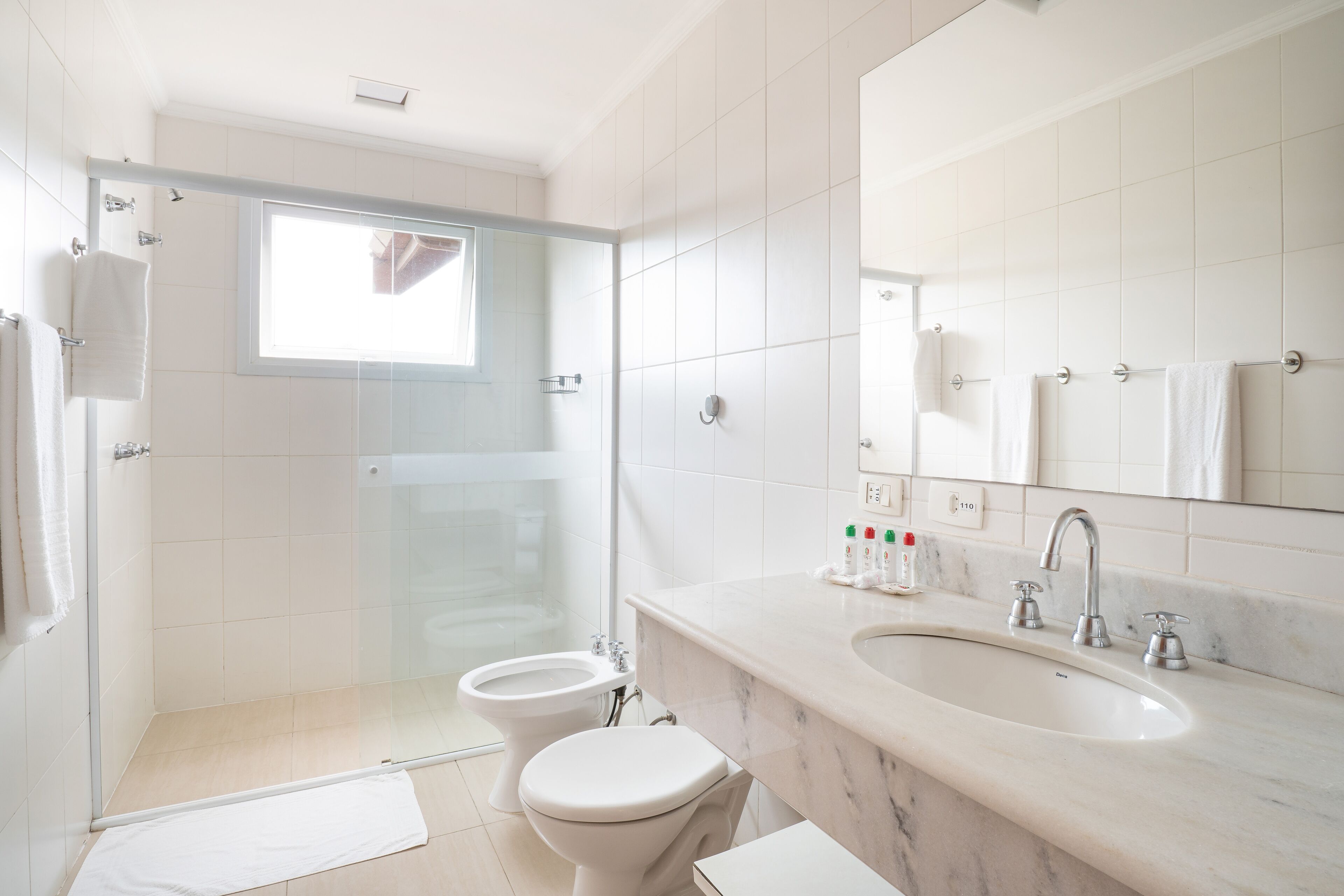 premier room | bathroom | shower, free toiletries, hair dryer, towels