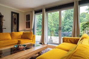 智能電視、壁爐、DVD 播放機