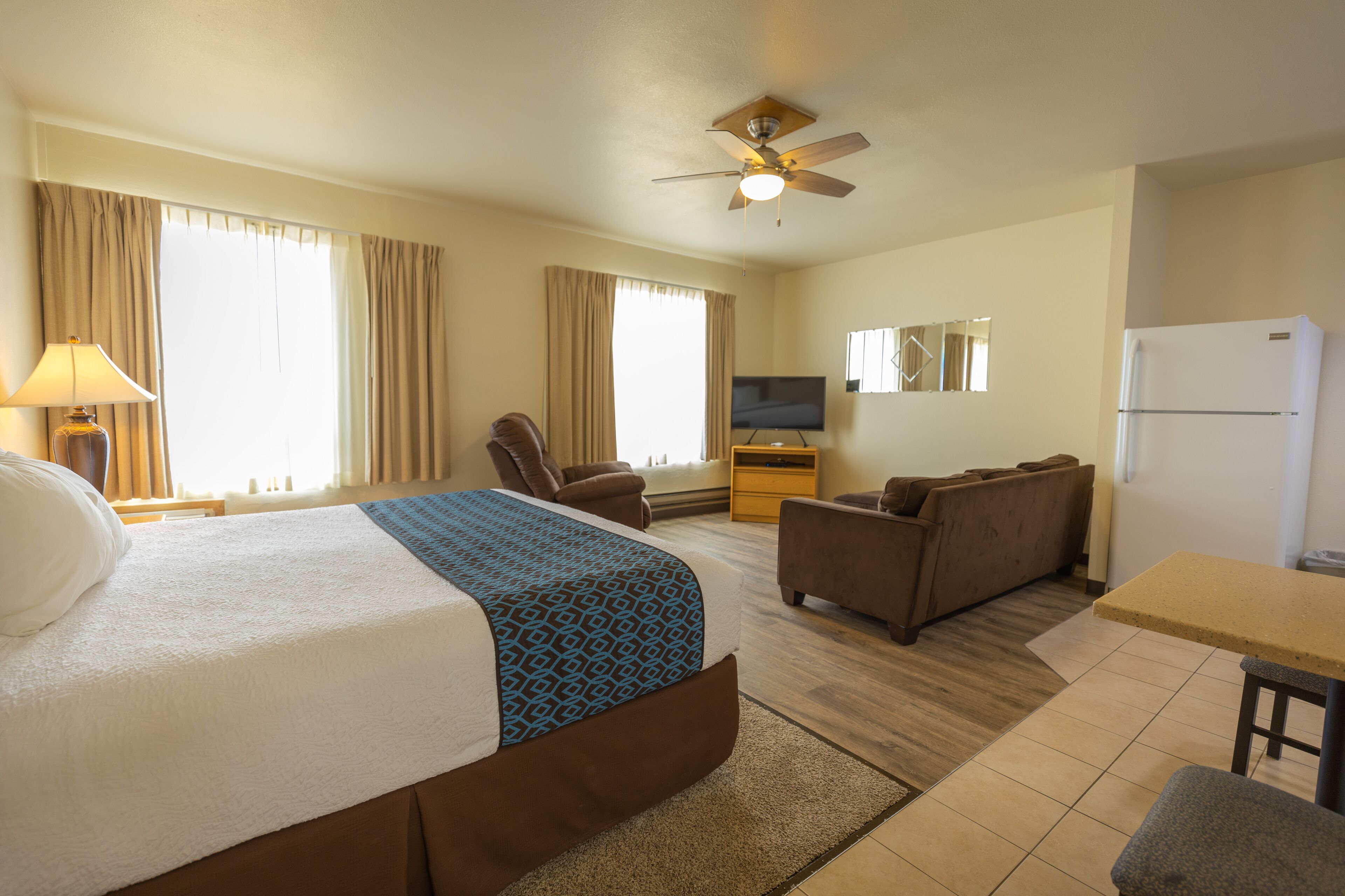 suite, 2 queen beds, kitchen (pet friendly) | premium bedding, desk, iron/ironing board, rollaway beds
