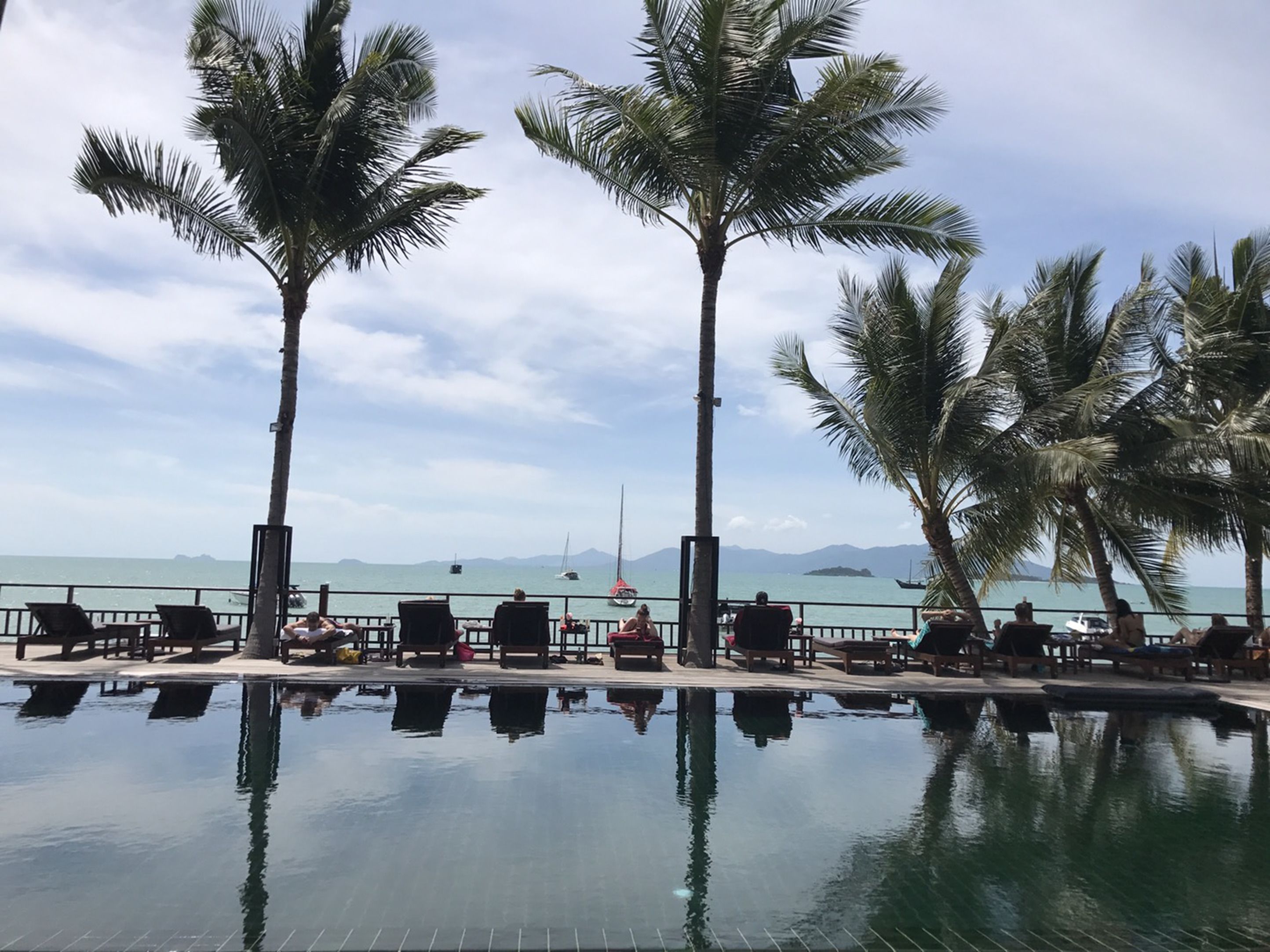 Outdoor pool, pool loungers