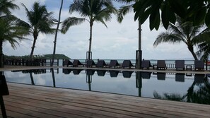 Outdoor pool, pool loungers