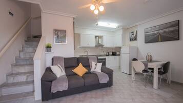 Een smart-tv, een dvd-speler, boeken en een muziekbibliotheek