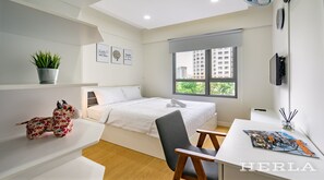 Roupas de cama premium, cofres nos quartos, individualmente decorados