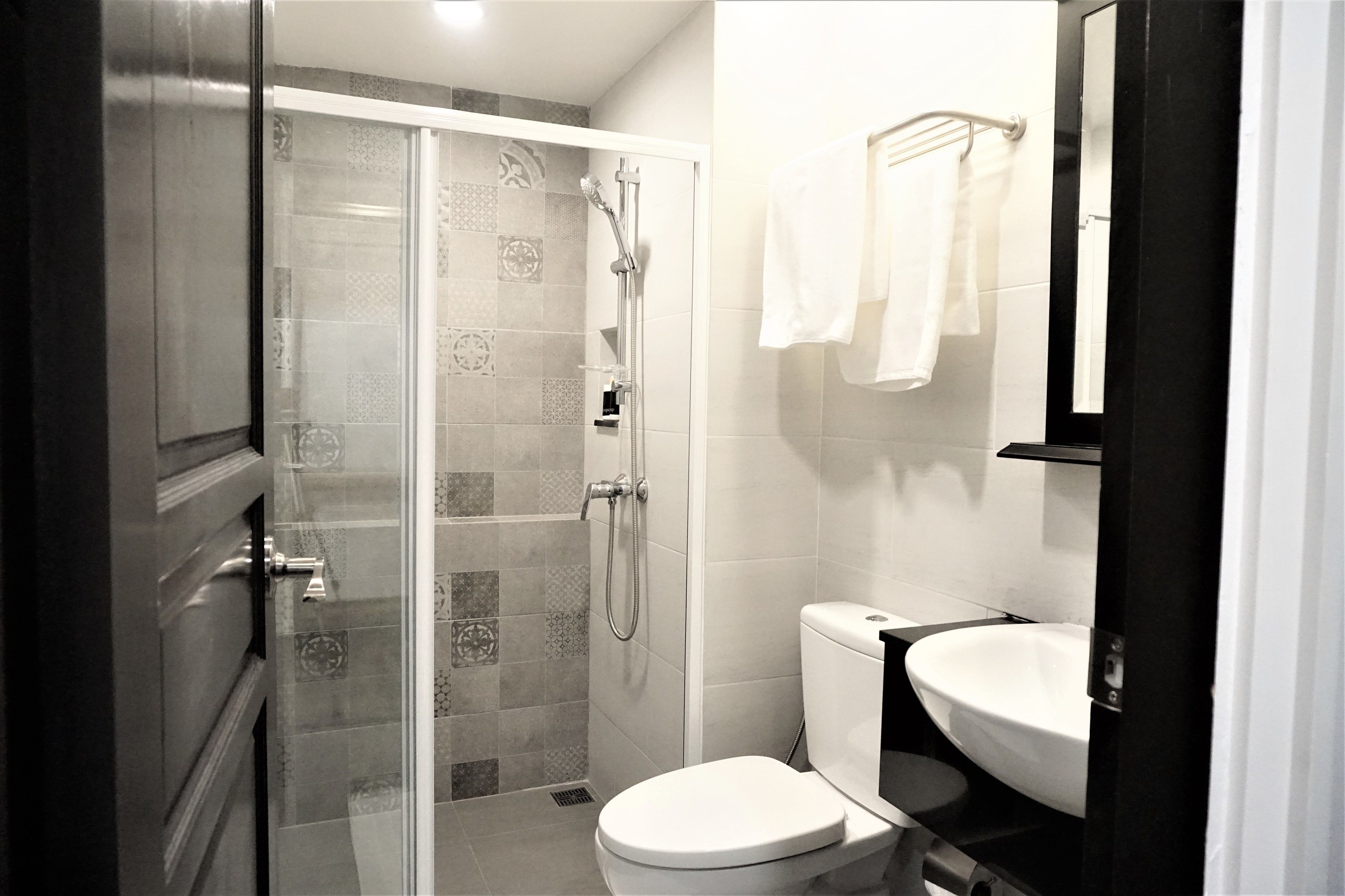 shower, free toiletries, hair dryer, bidet