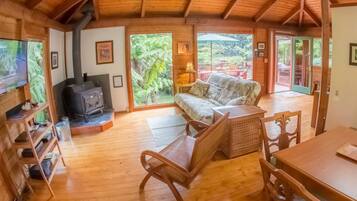 Smart-TV, Kamin, DVD-Player, Bücher