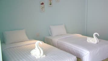 Desk, free WiFi, bed sheets