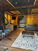Family Chalet, 2 Bedrooms | Living area | LED TV, fireplace, DVD player
