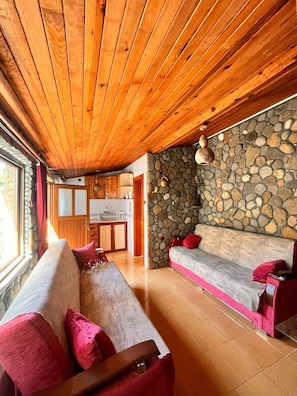 Stone House,1 Bedroom with Fireplace | Oturma alanı | Uydu yayını kanalları bulunan 32 inç LCD televizyon, televizyon 