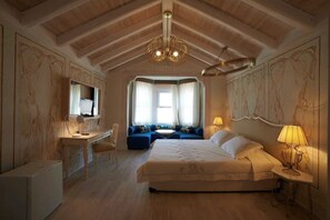 Exclusive Double Room, Pool View | Premium bedding, minibar, in-room safe, individually decorated