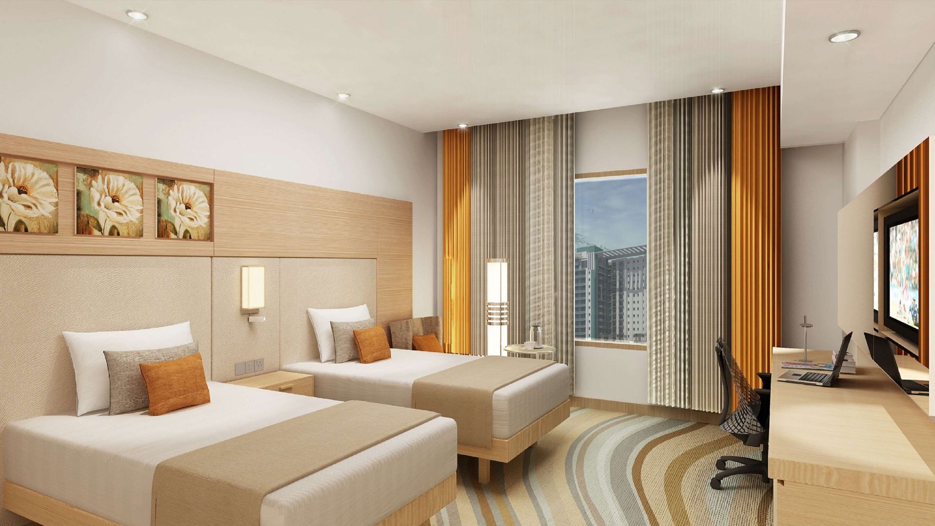 Luxe beddengoed, een kluis op de kamer, een bureau