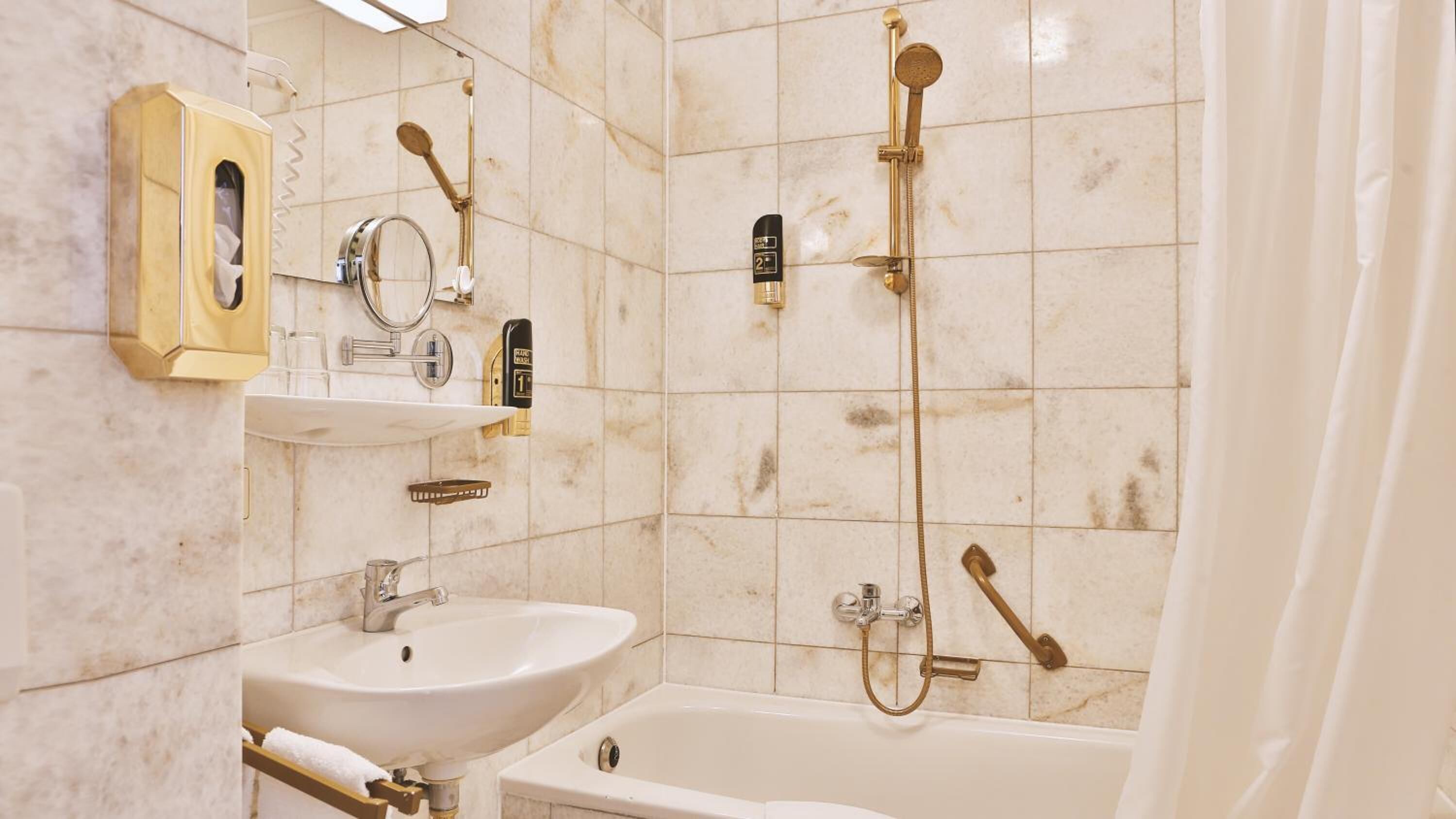 free toiletries, hair dryer, towels