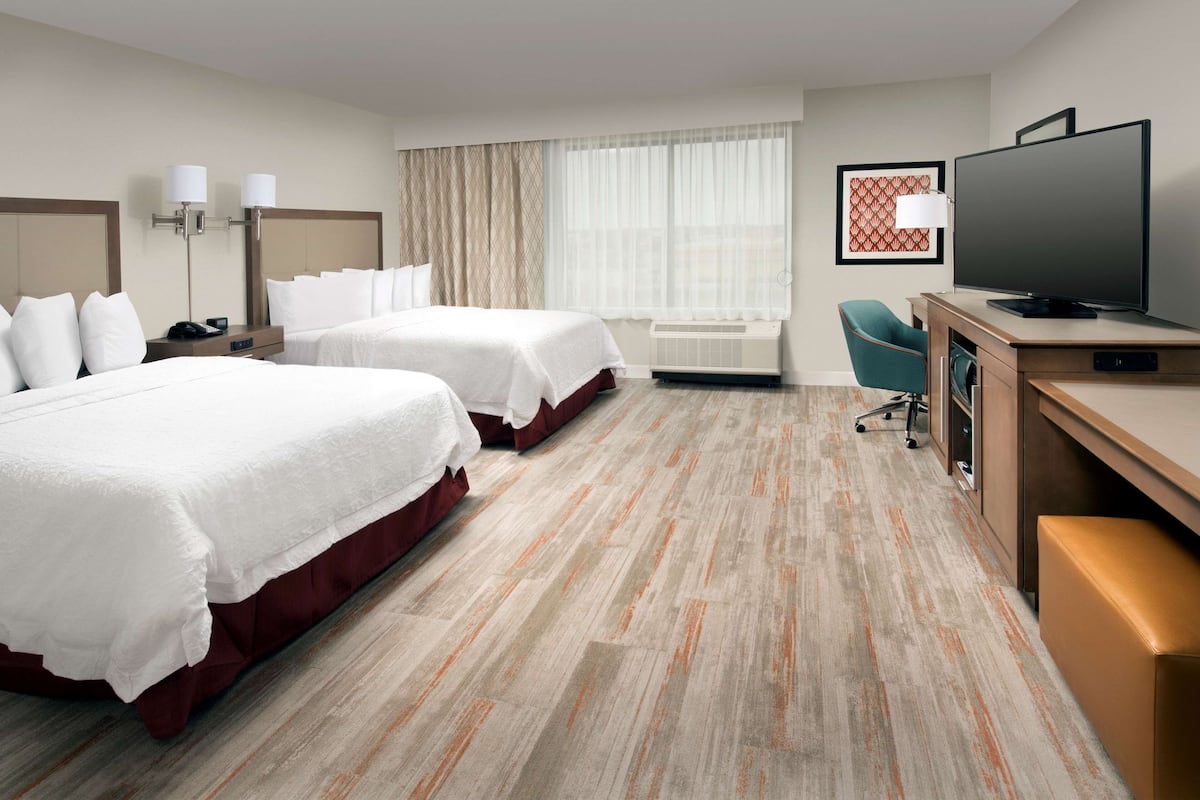 room, 2 queen beds, accessible, bathtub (mobility & hearing) | in-room safe, desk, laptop workspace, iron/ironing board