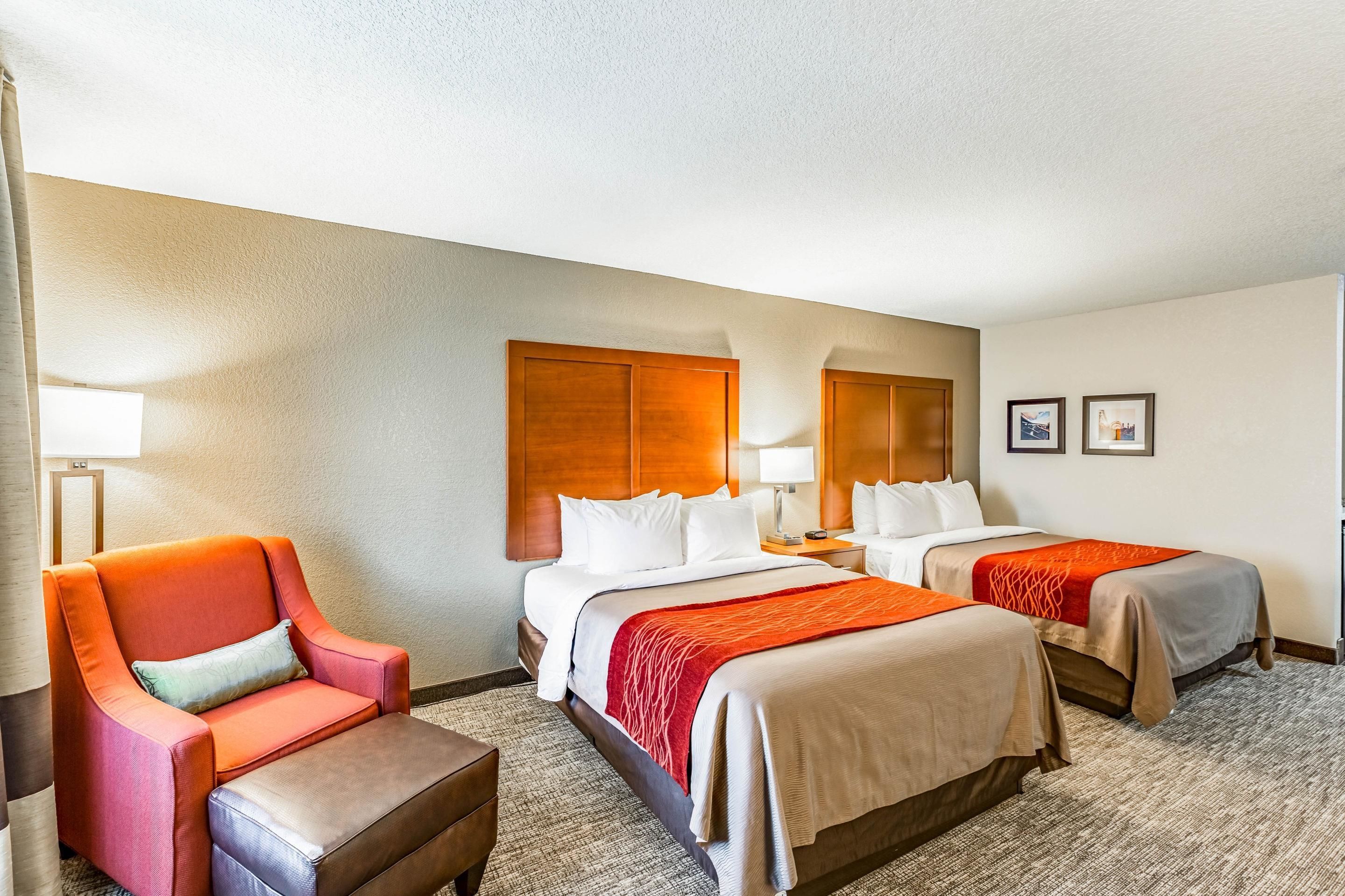 standard room, 2 queen beds, non smoking | pillow-top beds, desk, iron/ironing board, free cots/infant beds