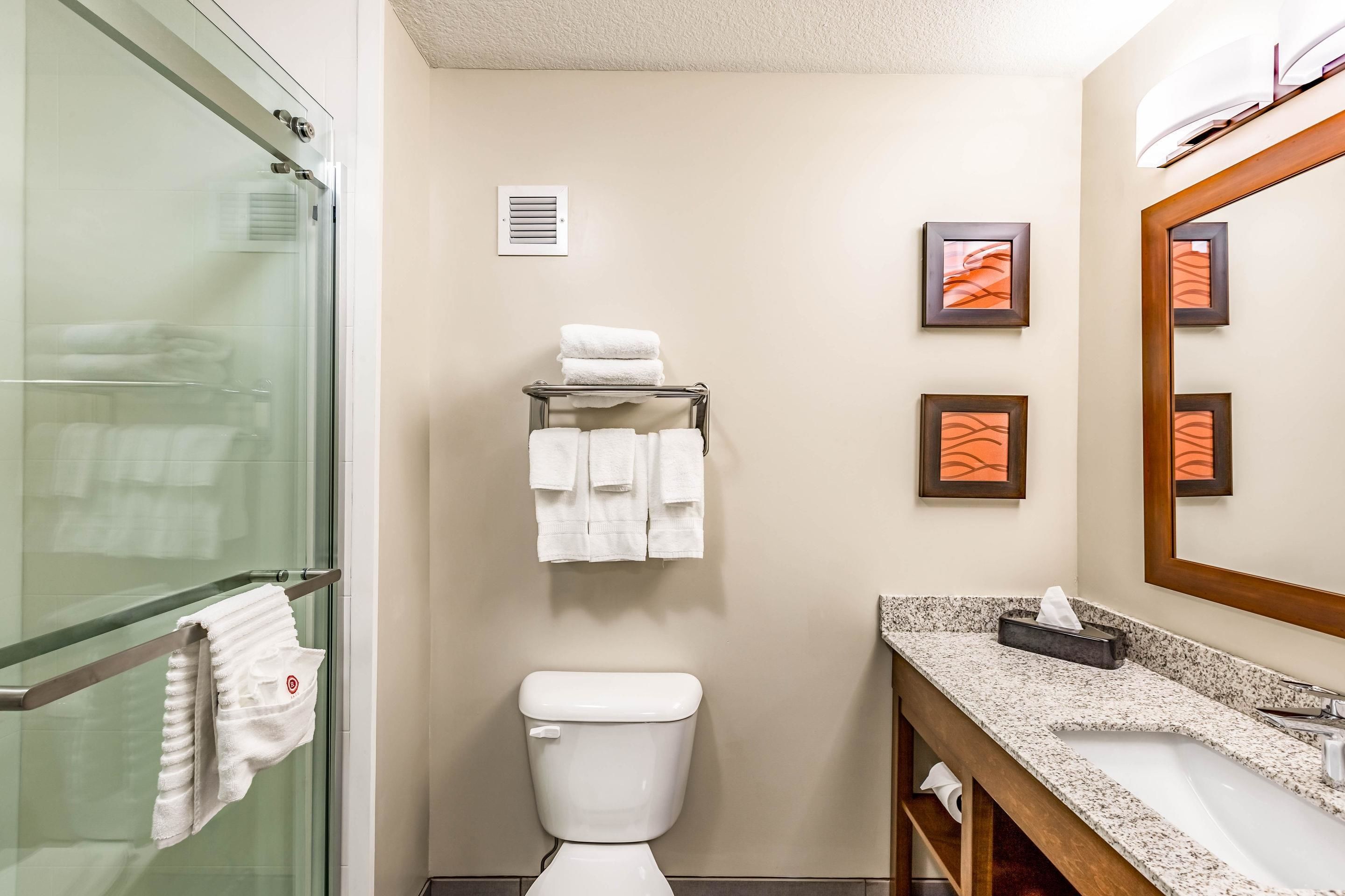 standard room, 1 king bed, non smoking | bathroom | combined shower/bathtub, hair dryer, towels