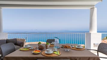 Family Villa, 3 Bedrooms, Private Pool, Sea View | Terrace/patio
